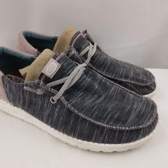 Hey Dude Wendy Funk Jersey Shoes Charcoal Gray & Light Mauve Women's Size 10 - Picture 3 of 12